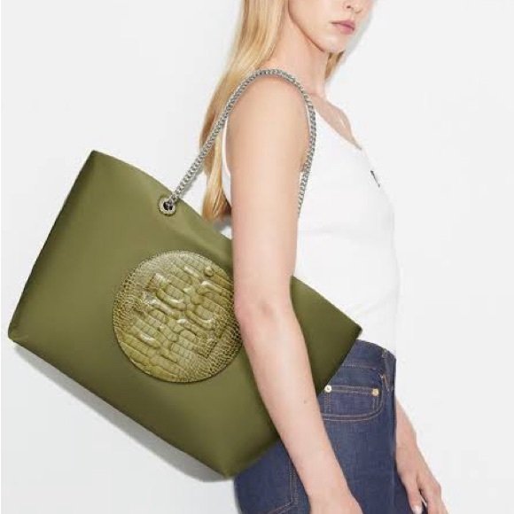 Tory Burch Ella croc tote green / khaki new - Picture 3 of 8